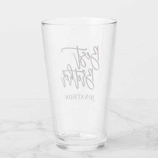 Beste Brother Gift Black script, naam Glas (Achterkant)