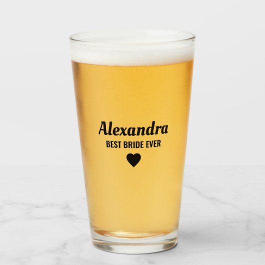 Beste bruid glas (Voorkant gevuld)