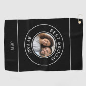 Beste bruidegom van Par Fun Photo Golfer Black Mod Golfhanddoek (Horizontaal)