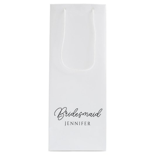Beste bruidsmeisje handgeschreven script aangepast wijn cadeautas (Voorkant)