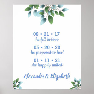 Beste Bruiloft Datum Ja Bord Eucalyptus Groene Tin Poster