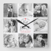 Beste Bubbie Ooit 8 Foto Collage Modern Schrift Vierkante Klok (Voorkant)