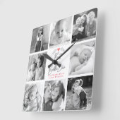 Beste Bubbie Ooit 8 Foto Collage Modern Schrift Vierkante Klok (Hoek)