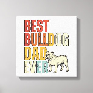 Beste Bulldog Papa Ooit Vintage Gravure Shirt Ontw Canvas Afdruk