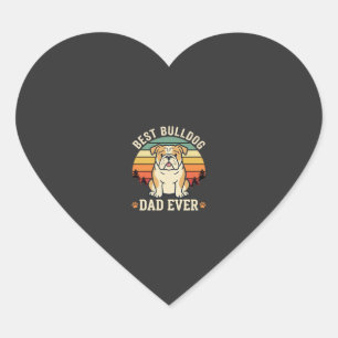 Beste Bulldog Vader Ooit Retro Vector Hart Sticker