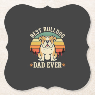 Beste Bulldog Vader Ooit Retro Vector Kartonnen Onderzetters