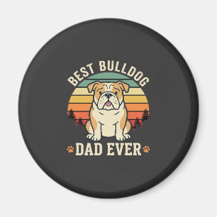 Beste Bulldog Vader Ooit Retro Vector Magneet