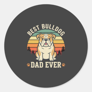 Beste Bulldog Vader Ooit Retro Vector Ronde Sticker