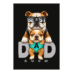 Beste Bulldog Vader Ooit – Schattige Bulldog Vader Foto Afdruk