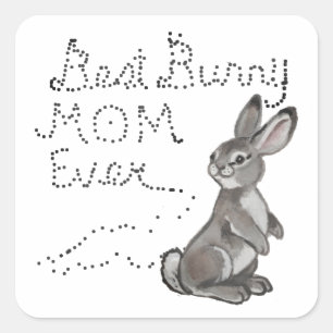 Beste Bunny Mam ooit Cute Rabbit Text Moederdag Vierkante Sticker