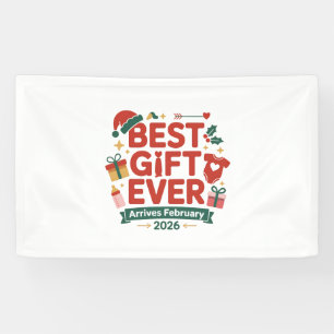 Beste cadeau arriveert in februari 2026 Kerstkoppe Spandoek