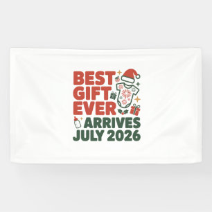 Beste cadeau arriveert in juli 2026 Kerstkoppels Spandoek
