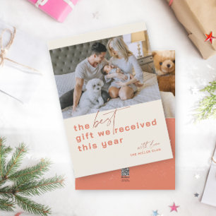 Beste cadeau foto rode vakantie geboorte aankondig feestdagenkaart