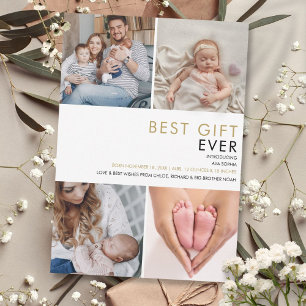 Beste cadeau ooit babyfoto geboorteaankondiging feestdagenkaart