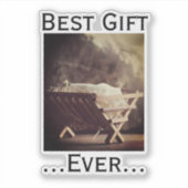 Beste cadeau ooit Kerstbabe in Manger Sticker (Voorkant)