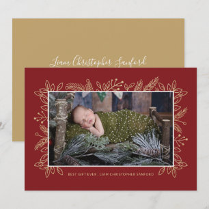 Beste cadeau ooit Kerstgeboorte Rood aankondigin Feestdagenkaart