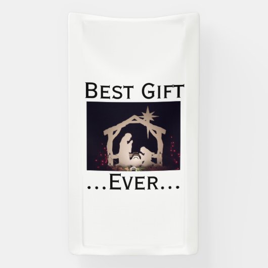 Beste cadeau ooit kerststal verhaal spandoek (Verticaal)