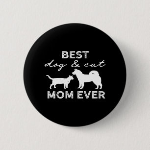 Beste cadeau voor moeder van hond en kat leuk geke ronde button 5,7 cm