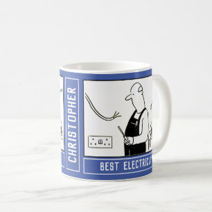 Beste Cartoon van de elektricien met de Keuze van Koffiemok
