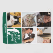 Beste Cat Dad By Par Fotocollage voor Vaderdag Golfhanddoek (Horizontaal)