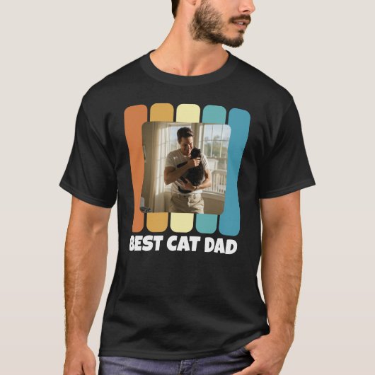 Beste Cat Dad Custom Foto Sunset T-shirt (Voorkant)