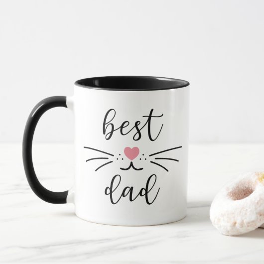 Beste Cat Dad Kat gezicht Mok (Met donut)