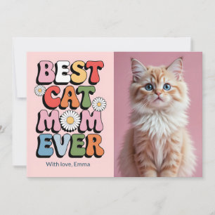 Beste Cat Mom ooit Retro Moederdag Kaart met Cut