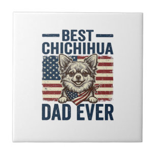 Beste Chihuahua-vader ooit Patriottisch ontwerp vo Tegeltje