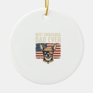 Beste Chihuahua-vader ooit Retro patriottische hon Keramisch Ornament