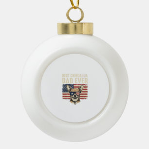 Beste Chihuahua-vader ooit Retro patriottische hon Keramische Bal Ornament