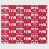 Beste coach altijd naam jaar wit rood cadeaupapier (Vlak)