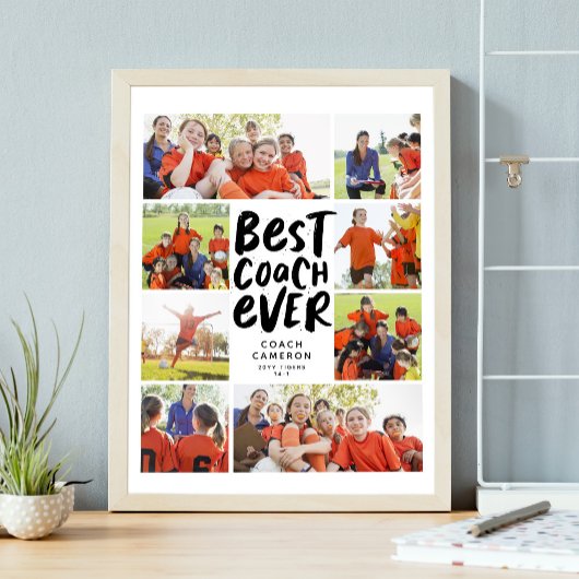Beste coach Echt Acht Fotocollage Coach Gift Poster