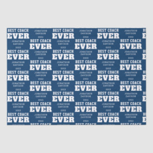Beste coach Elke naam Jaar Wit Blauw Tissuepapier