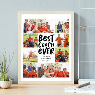 Beste coach ooit acht foto collage coach cadeau poster