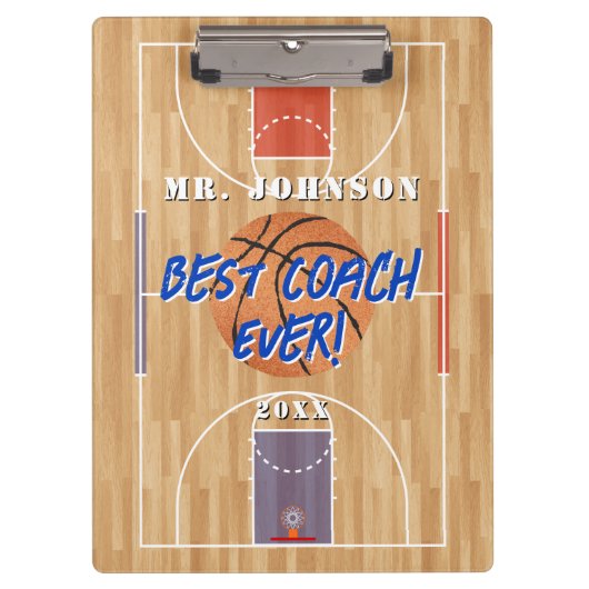 Beste coach ooit Basketball Klembord (Voorkant)
