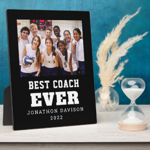 Beste coach ooit naam Jaar Team Foto zwart Fotoplaat