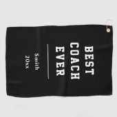 beste coach ooit zwart-wit grijs golfhanddoek (Horizontaal)