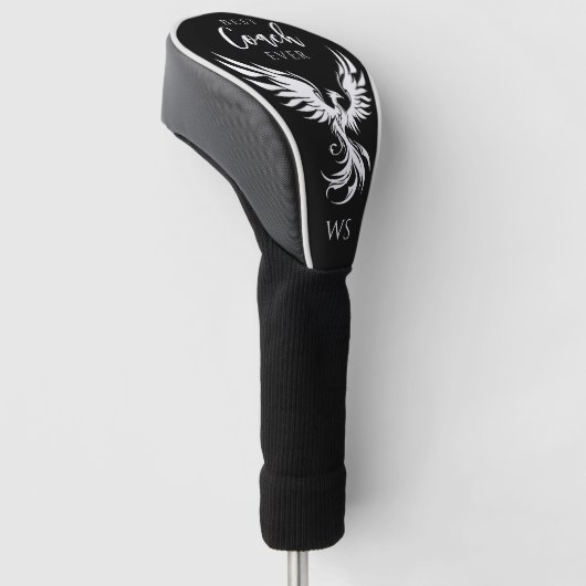 Beste coach Phoenix Monogram Initiaal Zwart-wit Golfheadcover (Schuin)