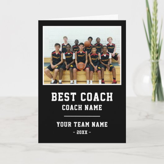 Beste coach Team Naam Foto Bedankkaart (Voorkant)