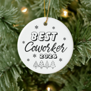 Beste collega ooit ornament, gepersonaliseerd team keramisch ornament