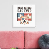 Beste Corgi Vader Ooit Patriottisch Vintage Hond S Canvas Afdruk (Insitu (Woonkamer))