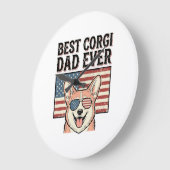Beste Corgi Vader Ooit Patriottisch Vintage Hond S Grote Klok (Hoek)