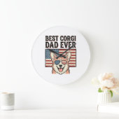 Beste Corgi Vader Ooit Patriottisch Vintage Hond S Grote Klok (Huis)