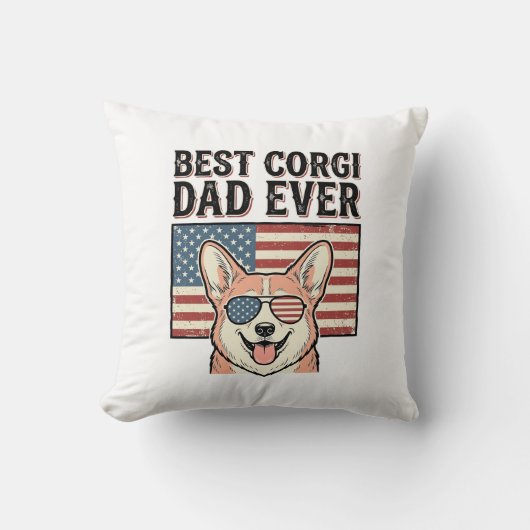 Beste Corgi Vader Ooit Patriottisch Vintage Hond S Kussen (Voorkant)