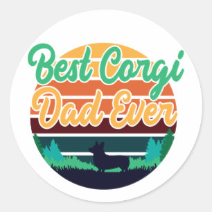 Beste Corgi Vader Ooit Retro Vintage Vaderdag Gesc Ronde Sticker