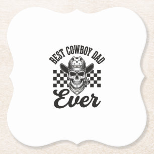 Beste Cowboy Vader Schedel Western T-shirt Ontwerp Kartonnen Onderzetters