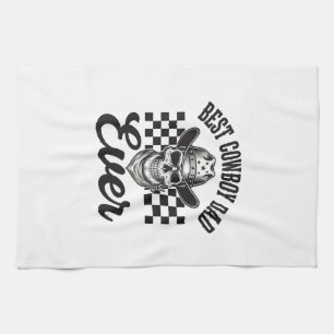 Beste Cowboy Vader Schedel Westers T-shirt Ontwerp Theedoek