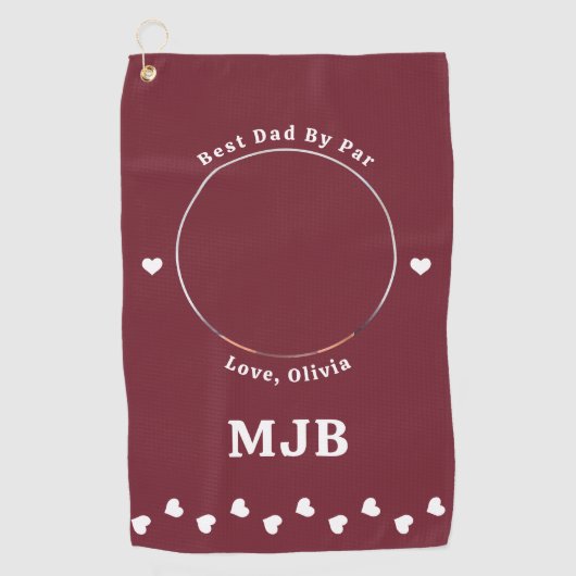 Beste DAD By Par Custom Foto Modern Rood Golfhanddoek (Voorkant)