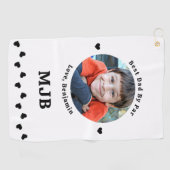 Beste DAD By Par Moderne gepersonaliseerde foto Golfhanddoek (Horizontaal)