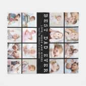 BESTE DAD EVER 16 Photo Collage Black Fleece Deken (Voorkant (Horizontaal))